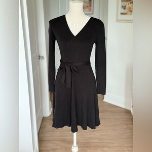 Elegant Black Long Sleeve Sweater Dress